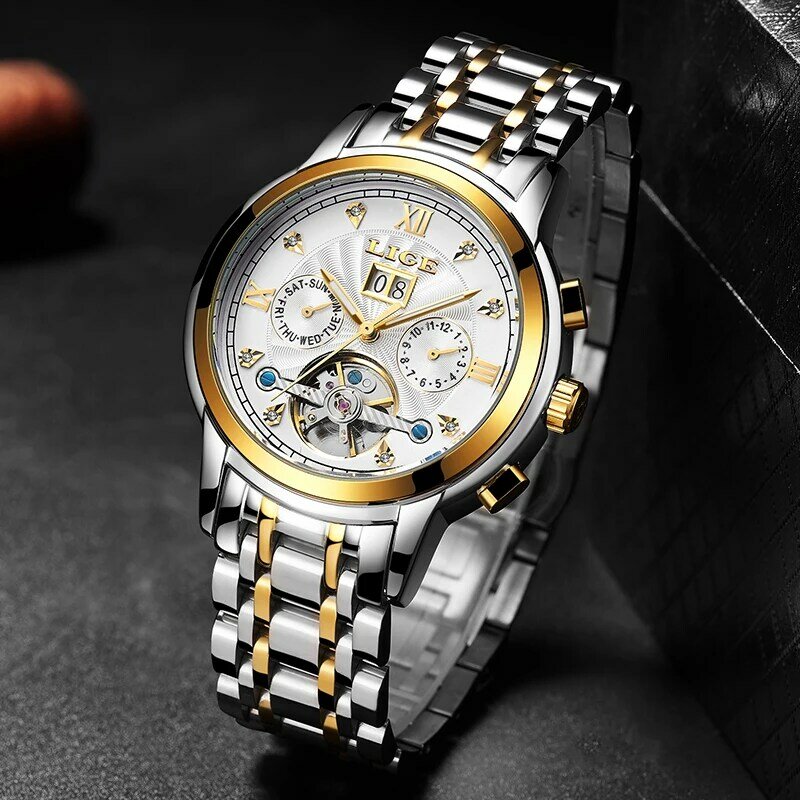 Relogio Masculino 2022LIGE mężczyźni zegarki modny Top marka luksusowy biznes automatyczny zegarek mechaniczny mężczyzna dorywczo wodoodporny zegarek