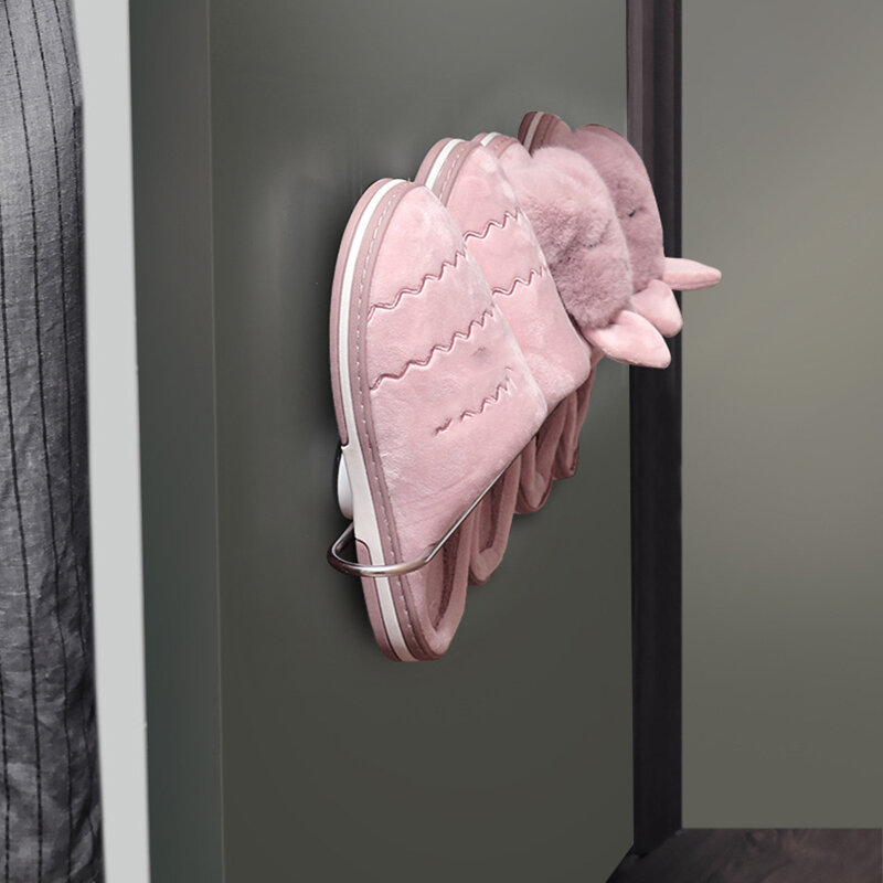 Bezdotykowy składany wieszak na ręczniki samoprzylepne wiszące kapcie organizator Storage Rack drzwi zamontowane na buty kuchenne 46cm długości DA