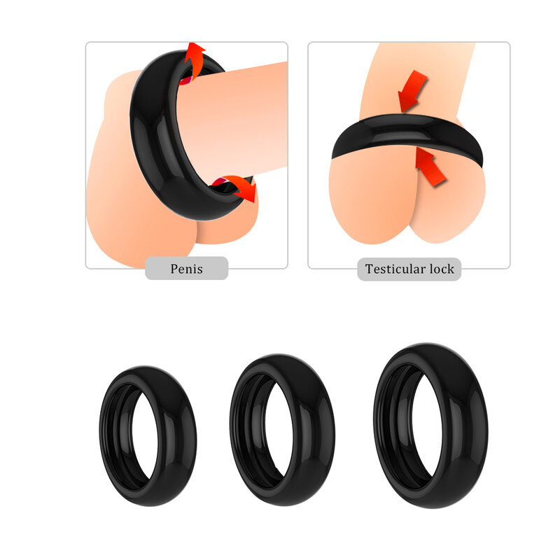 Exvoid 3 pçs pênis anel elástico escroto ligar brinquedos sexuais para homens ereção silicone galo manga anel atraso ejaculação sex shop