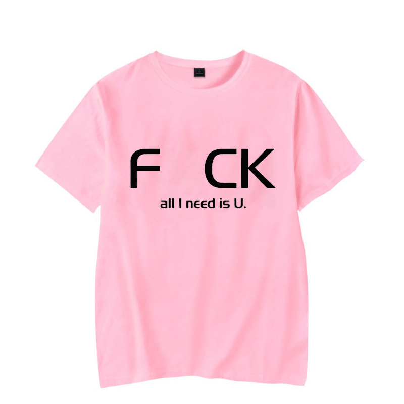 Camiseta con estampado de letras "All I Need Is U", camiseta luminosa, Camisetas estampadas, Top de manga corta con cuello redondo, camiseta de talla grande