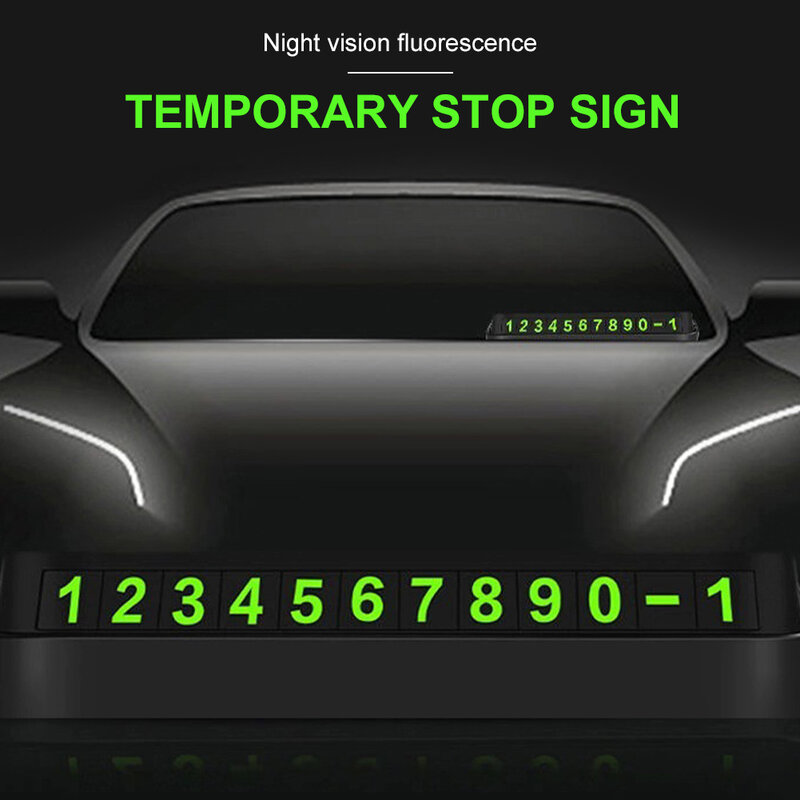Luminous Car Temporary Parking Card Magnetic Phone Number Hidden Telephone Number Plate Auto Park Stop Auto Accessories
