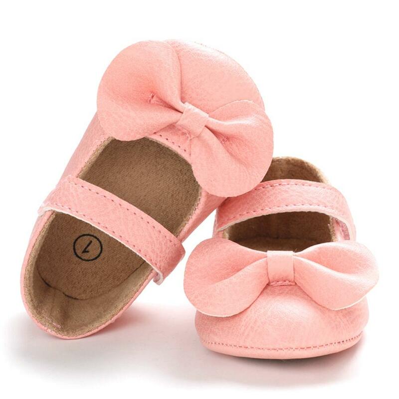 Fashion Baby Girls Bow Anti-Slip Casual Toddler Soft Soled Princess Walking Shoes