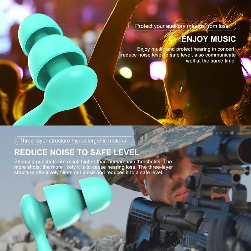 Tapones para los oídos de silicona para dormir, protección auditiva aislante para el sonido, antiruido, 2022,2 par/pack