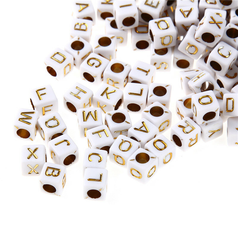 100pcs Mixed Letter Beads Acrylic Square Alphabet Beads DIY Bracelet Necklace For Jewelry Making Accessories