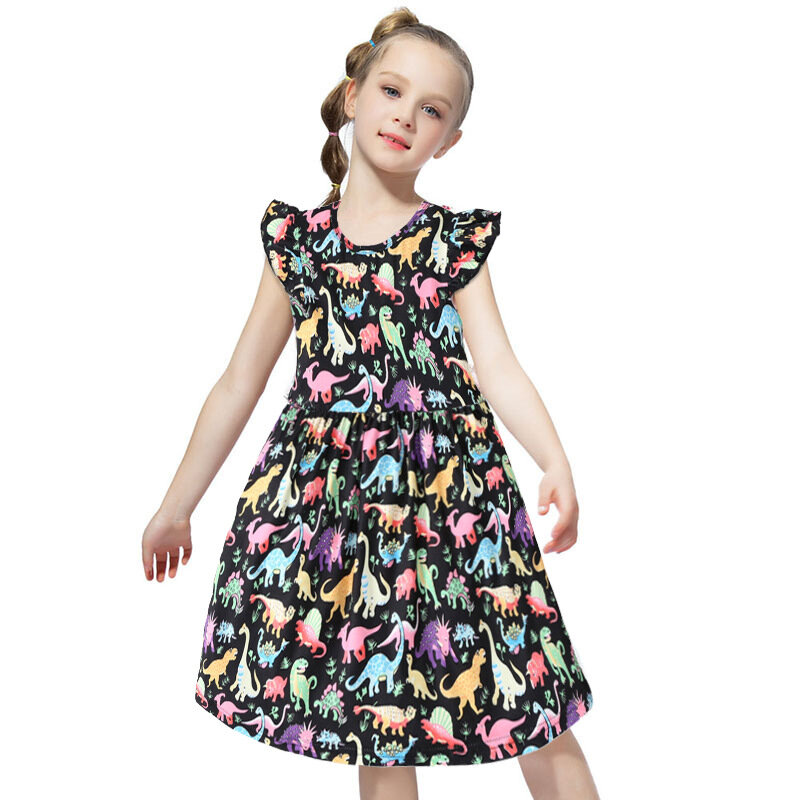 ชุดสาวน่ารักเด็กหญิงJean Denim Bowดอกไม้Ruffled Dress Sundressเสื้อผ้าเครื่องแต่งกาย