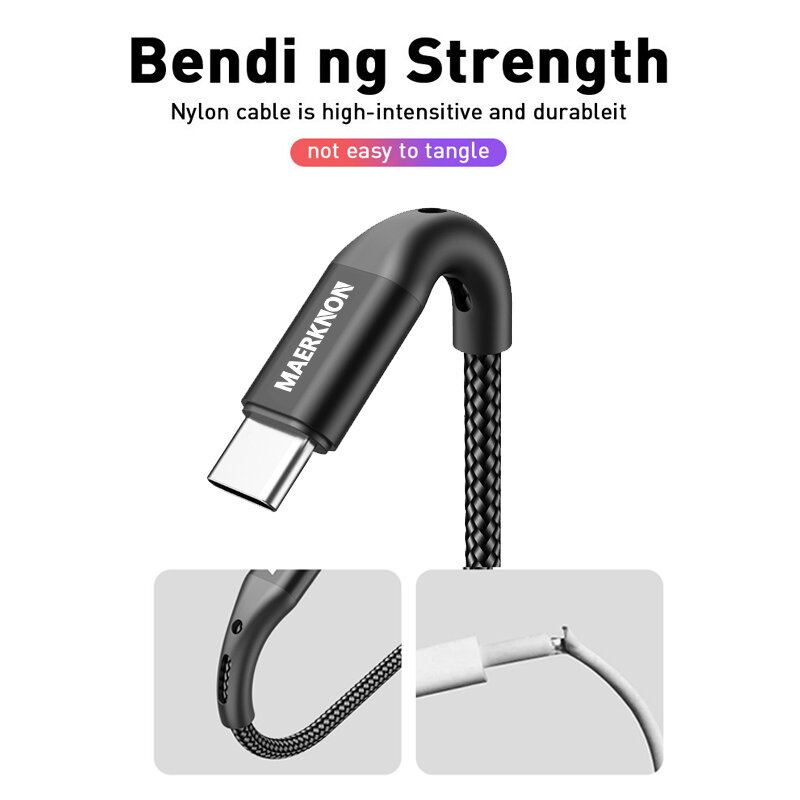 Micro USB Cable Quick Charge Charging Cable Cord Mobile Phone Wire For Samsung Huawei Oneplus Xiaomi11 10 9 8 6 USB Type-C Cable