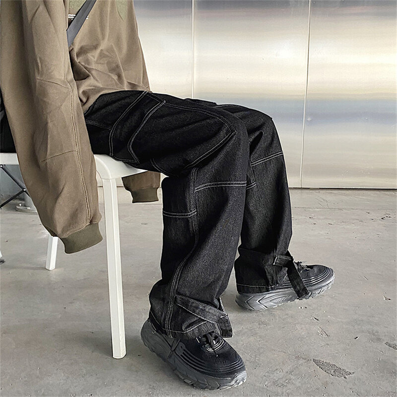ผู้ชายกางเกงยีนส์ขากว้างขากว้างกางเกงหลวมตรง Baggy กางเกงยีนส์ผู้ชาย Streetwear สเก็ตบอร์ดกางเกง S-5XL ...