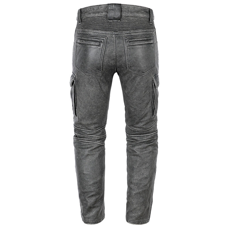 Pantalon de motard en cuir véritable pour homme, Vintage, noir, Style américain, grande taille 4XL, 2021