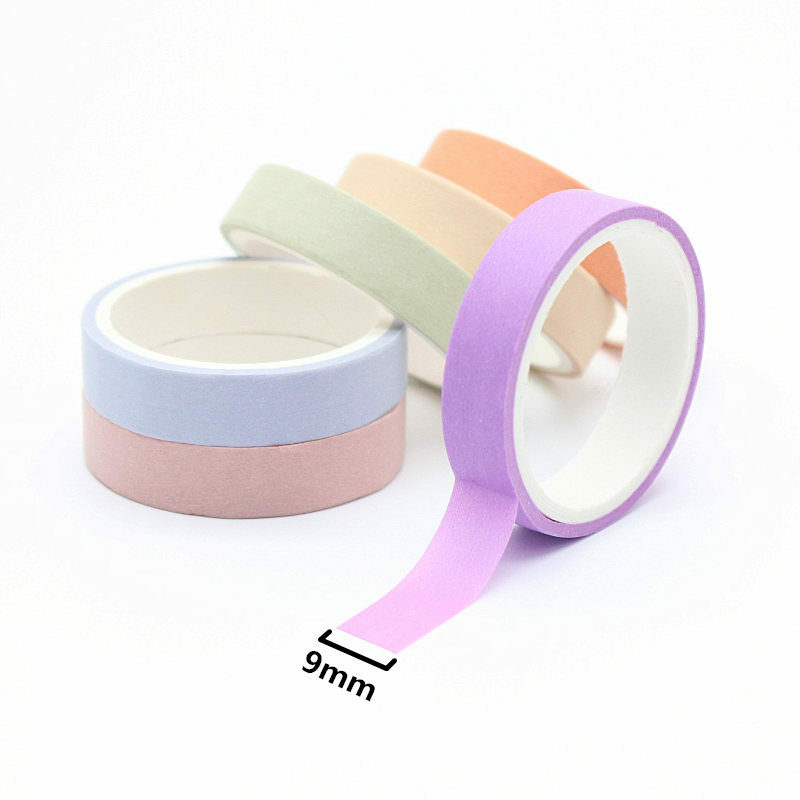 Klebeband-cinta adhesiva para álbum de recortes, 6 rollos/juego, verde, morado, naranja, azul, Lila, Rosa, amarillo