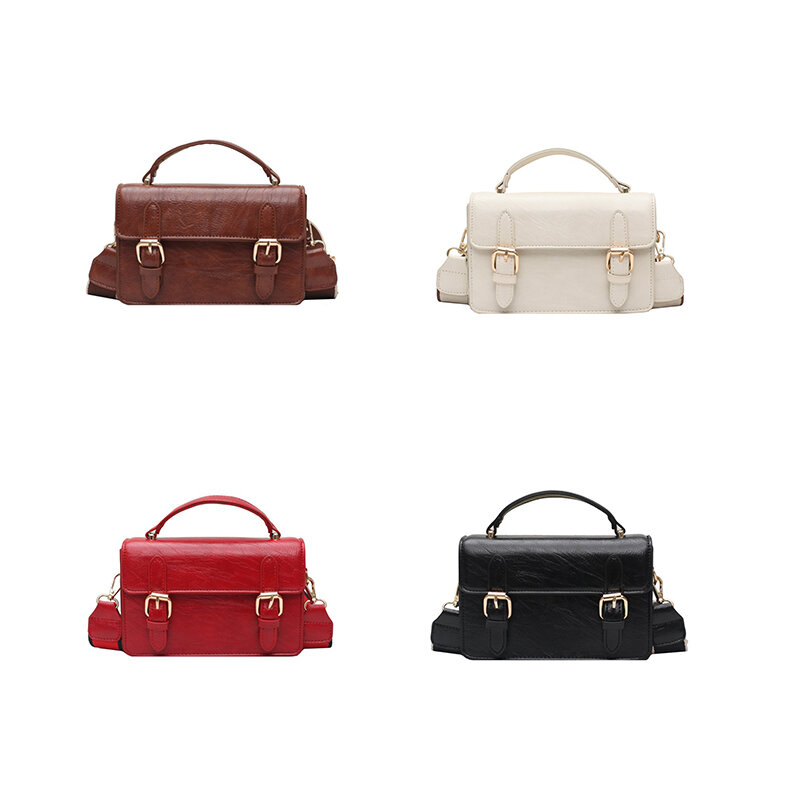 Women Casual Vintage Satchels 2020 New Fashion Ladies PU Leather Small Square Handbag Nylon Shoulder Strap Versatile Bag