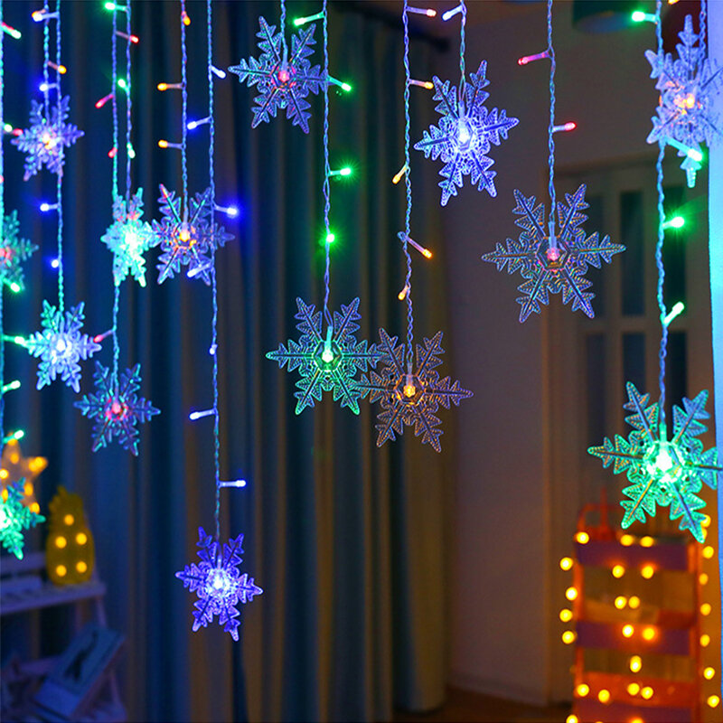 Wasserdicht Urlaub Party Vorhang Licht Weihnachten Dekoration Schneeflocken Led String Lichter 3,5 m Blinkende Lichter Welle Fee Licht