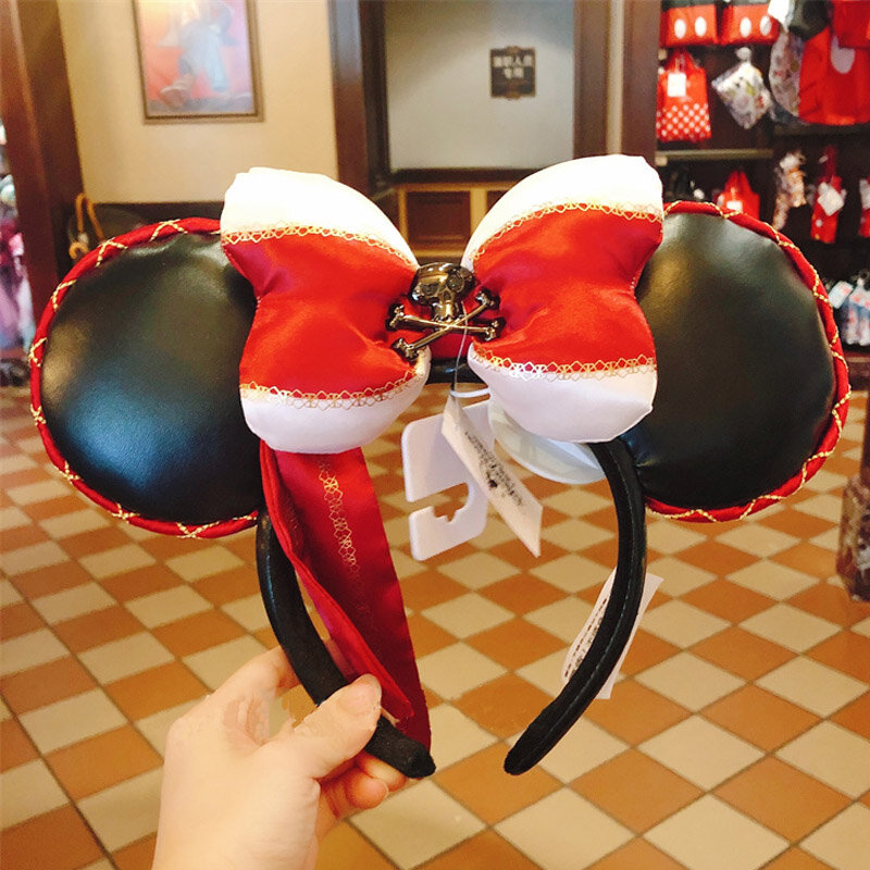 Walt Disney Minnie Ikat Kepala Telinga untuk Wanita Disneyland Mickey Mouse dan Teman-teman Telinga Payet Mewah Pesta Cosplay Aksesoris Anak Perempuan