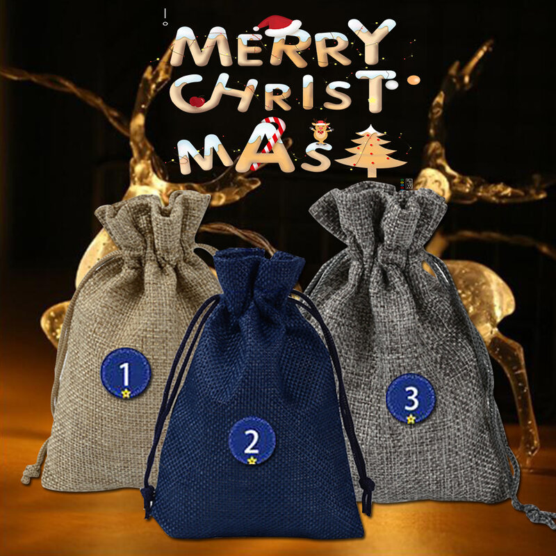 24x calendário do advento calendário de natal natal para encher saco de natal decoração saco de festa de natal decoração de casa 2