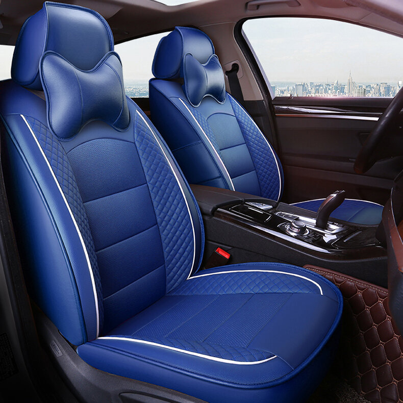 Funda de asiento de coche personalizada, asiento delantero para Mitsubishi Matrix Equus LAFESTA Sonata encino EV Elantra ix25 celest, solo 2 uds.