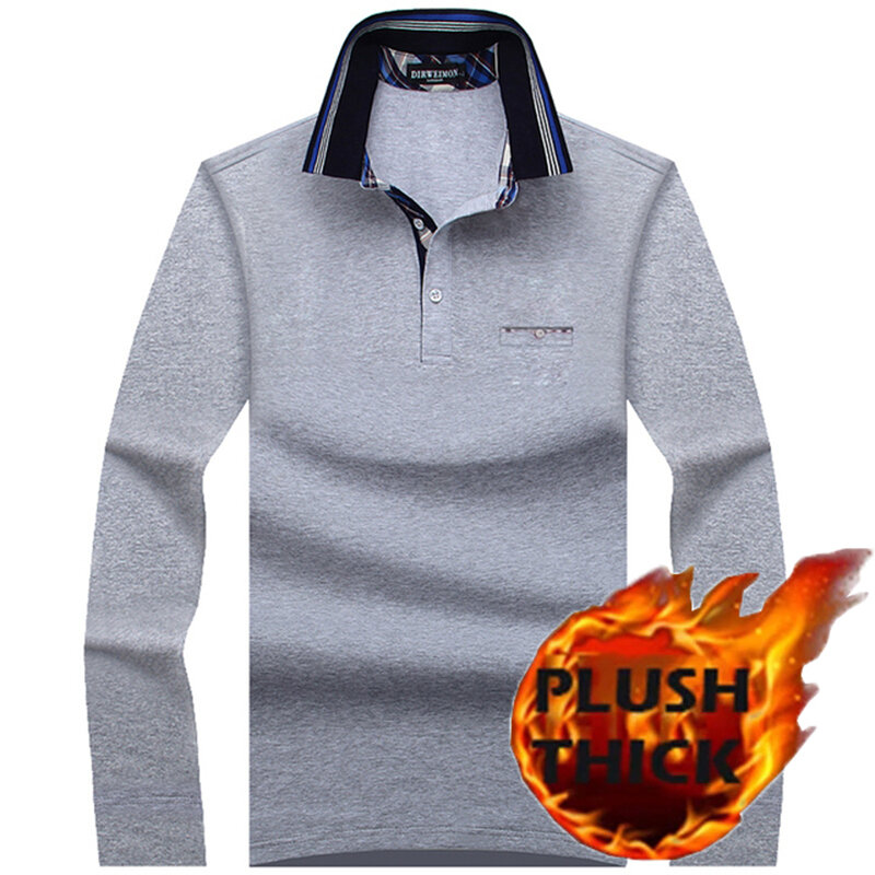 Autumn Winter Men's Large Size S-10XL Long Sleeve Pocket Plush Business Polo Shirt Ropa Hombre Camisas De Hombre Shirts For Men