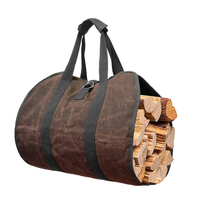 Waxed Canvas Bag Large Capacity Firewood Wood Carrier Bag Outdoor Camping Holder Home Storage Bag Package Picnics Camp Supplies