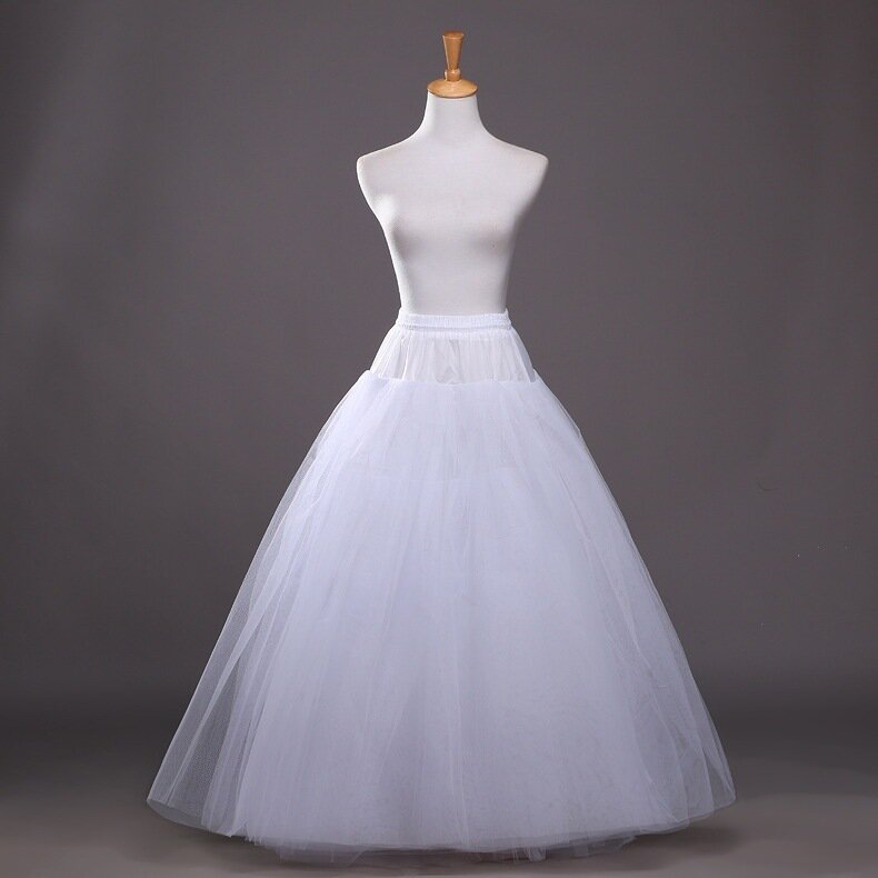 A Line Petticoat Pengantin 3 Lapisan Tulle Underskirt Rok Wanita Crinoline Tanpa Hoop Aksesoris Pernikahan Pengantin