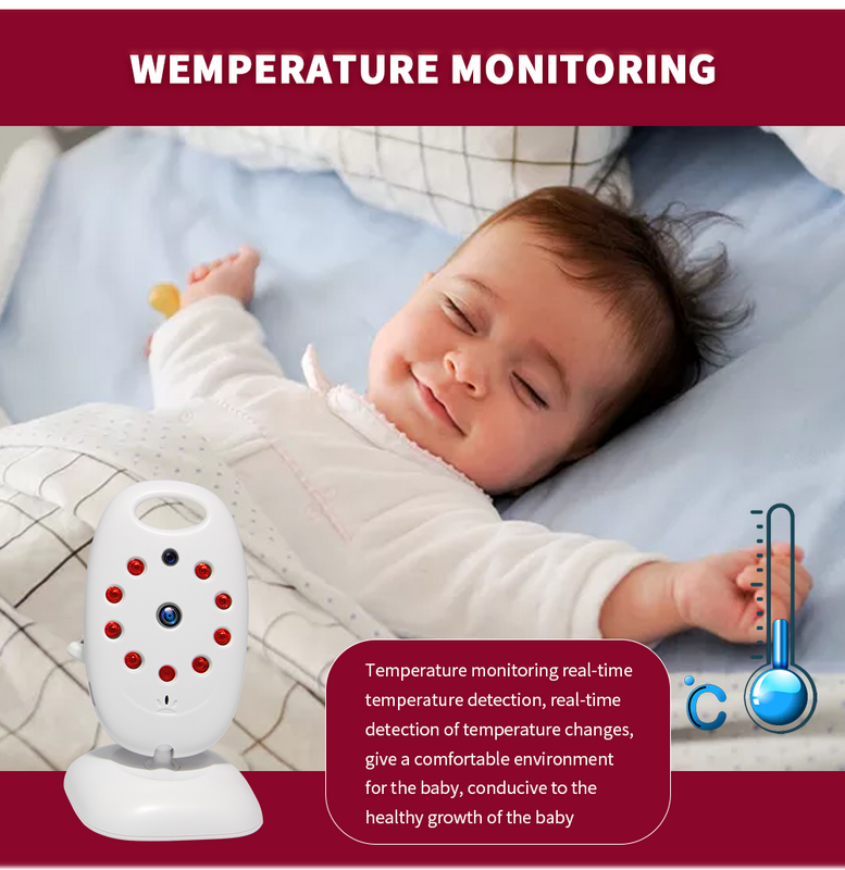 Monitor do bebê de vídeo sem fio com 2.0 polegada 2 vias falar visão noturna ir led temperatura monitoramento cor câmera segurança vb601