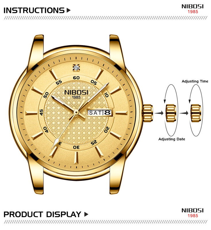 Часы наручные NIBOSI Мужские кварцевые, модные деловые водонепроницаемые в стиле ретро, со спокойной атмосферой, из нержавеющей стали