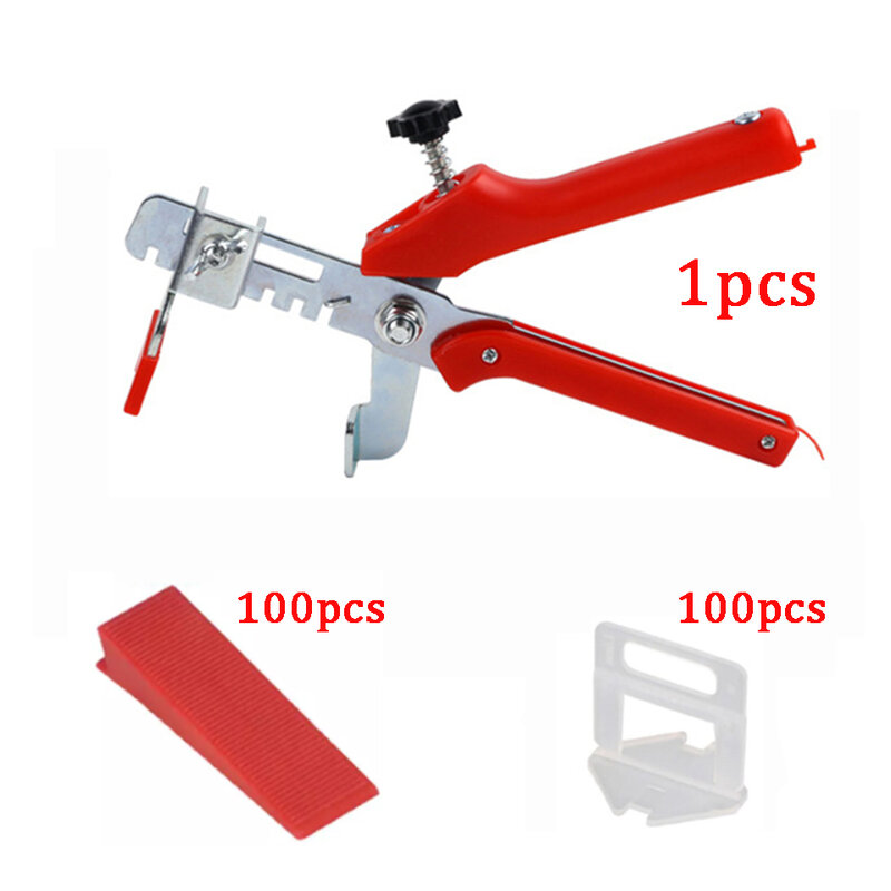 100 Clips + 100 Wiggen + 1 Tegel Tang Muur Vloer Tegel Leveling Systeem Platte Leveler Tegel Accessoires Leveler Spacers betegelen Gereedschap