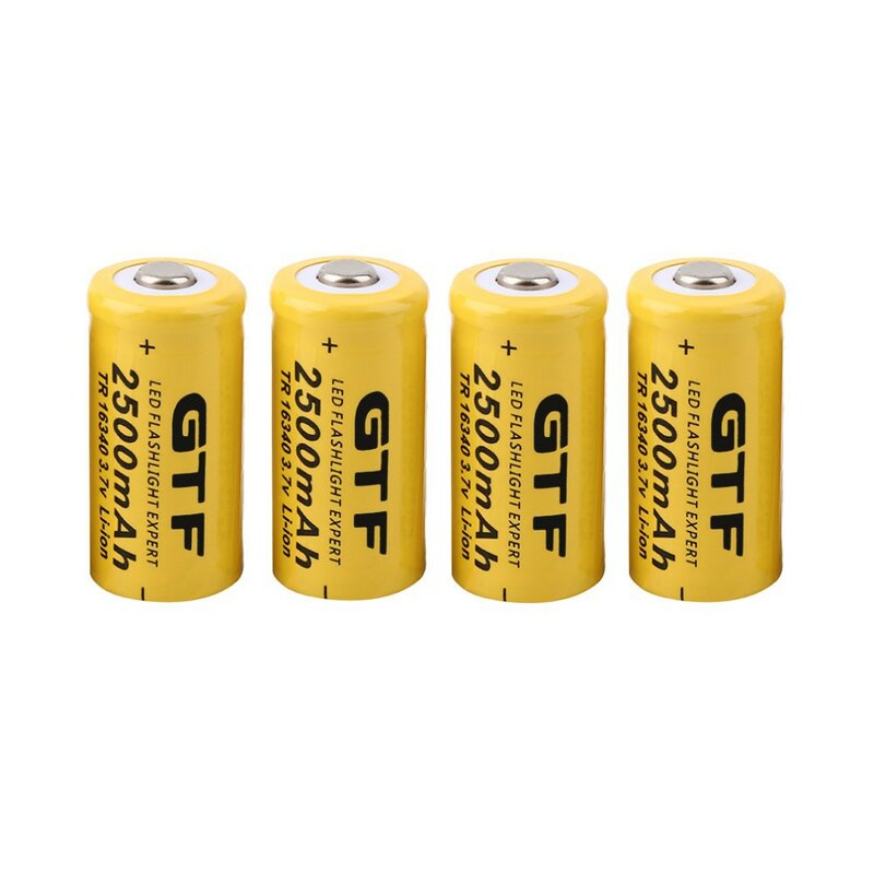 Gtf 4 universal pces 16340 2500 mah 3,7 v li-ion wiederaufladbare scheinwerfer batterien
