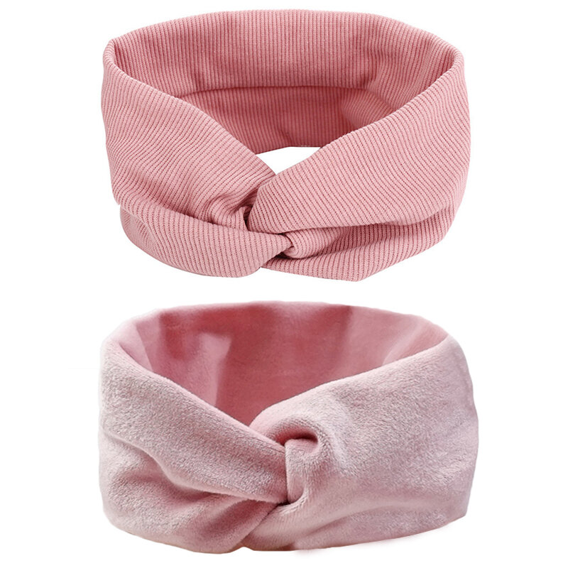 Women Headband Solid Color Wide Turban Twist Knitted Cotton Hairband  Hair Accessories Twisted Knotted Headwrap