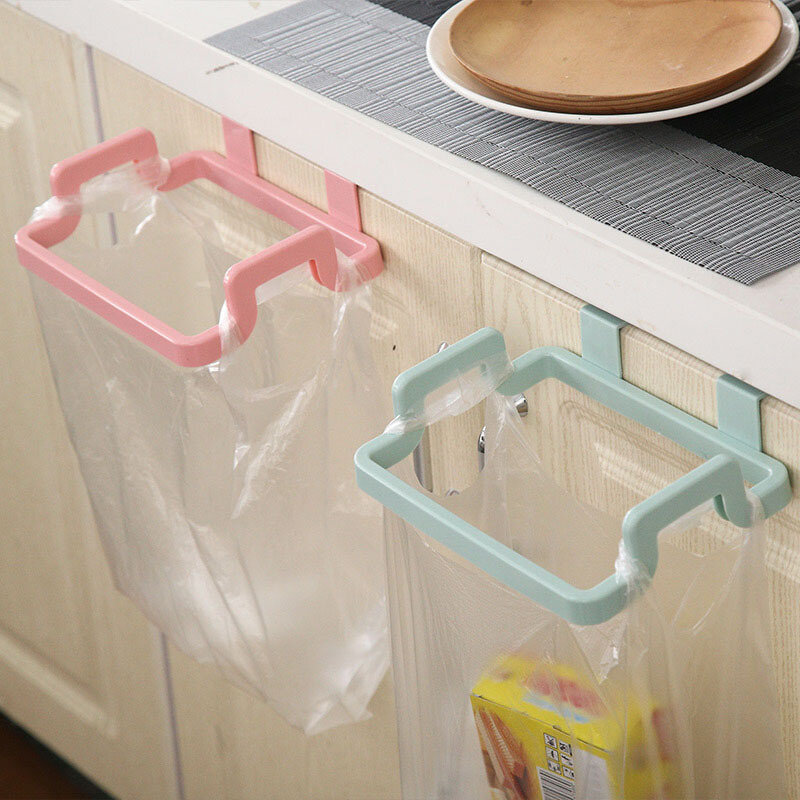 Novo eco-friendly porta da cozinha de volta pendurado estilo armário suporte sacos de lixo suporte