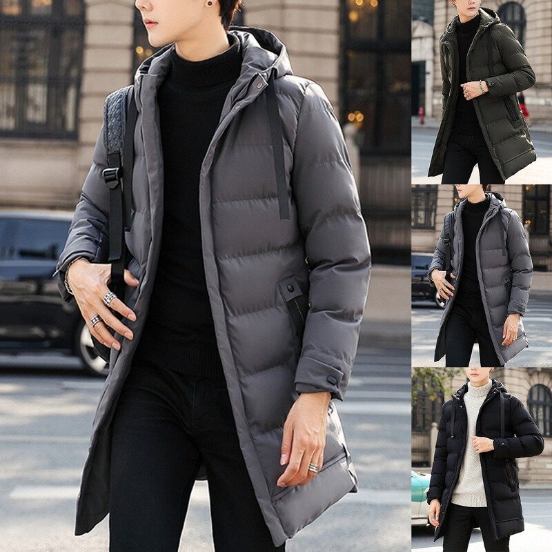 Herren Winter Beiläufige Lange Unten Jacken Mantel Mann Hohe Qualität Casual Mode Hecht Jacke Plus Größe 4XL Männer Thick Windbreaker jacke