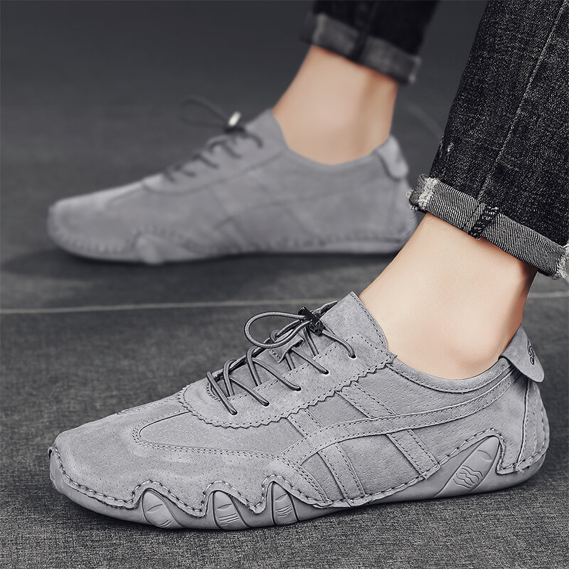 2021 novos sapatos masculinos de couro sapatos casuais moda deslizamento em sapatos de condução ao ar livre respirável sapatos planos mocassins tamanho grande