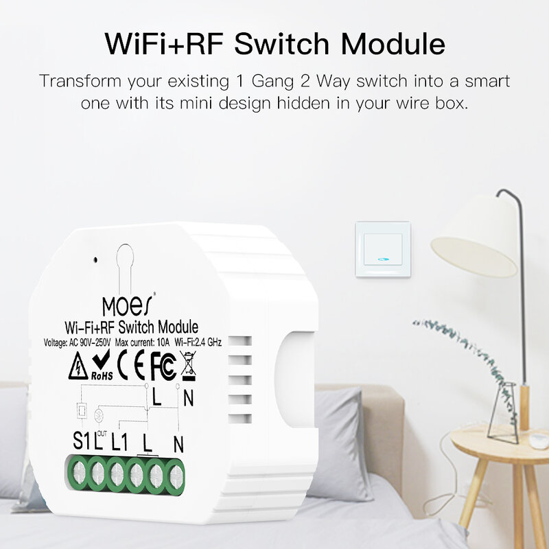 Moes ZigBee-Módulo de interruptor inteligente WiFi, atenuador de cortina, Control por voz por aplicación remota, Alexa, Google Home