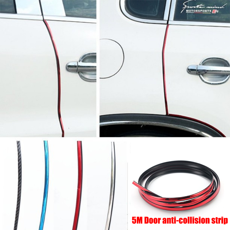 Tira de protección anticolisión para puerta de automóvil, cinta decorativa de sellado anticolisión, 5m