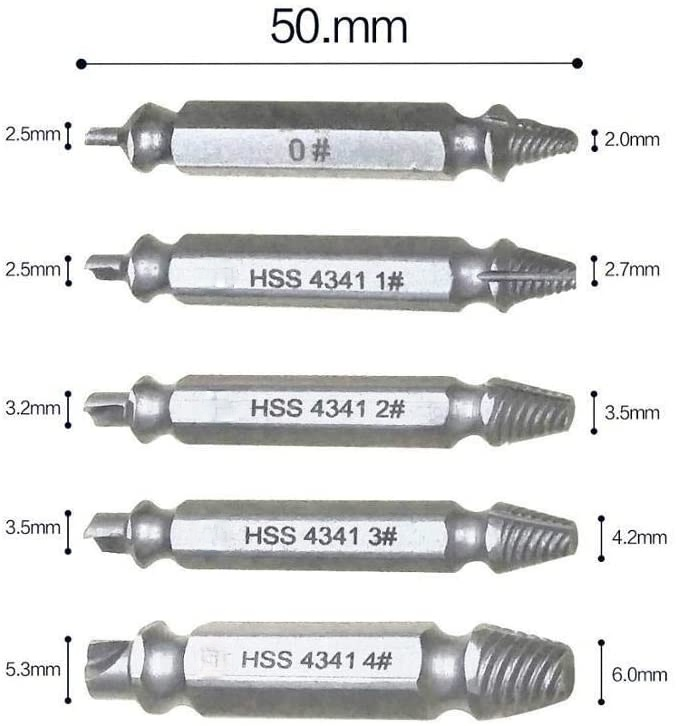 5 stücke Beschädigt Schraube Extractor Drill Bit Extractor Drill Set Gebrochen Schraube Extractor Bolt Stud Remover-Tool