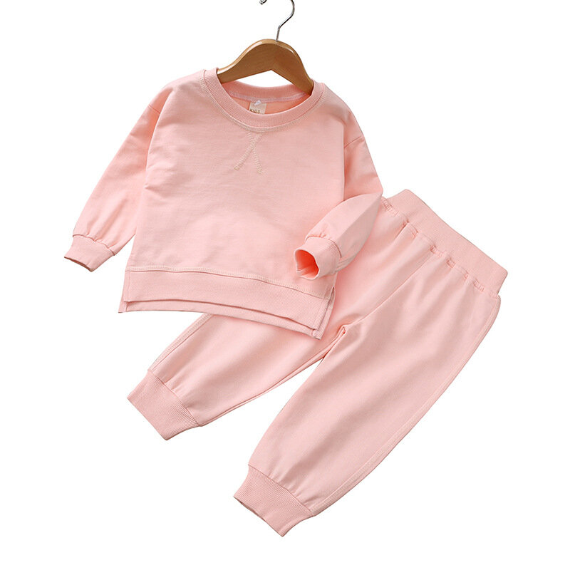 Set Pakaian Bayi Korea Anak Laki-laki Perempuan Musim Semi Musim Gugur Longgar Pakaian Olahraga Kasual Pullover Hoodies Atasan + Celana 2 Potong Set Pakaian Anak-anak