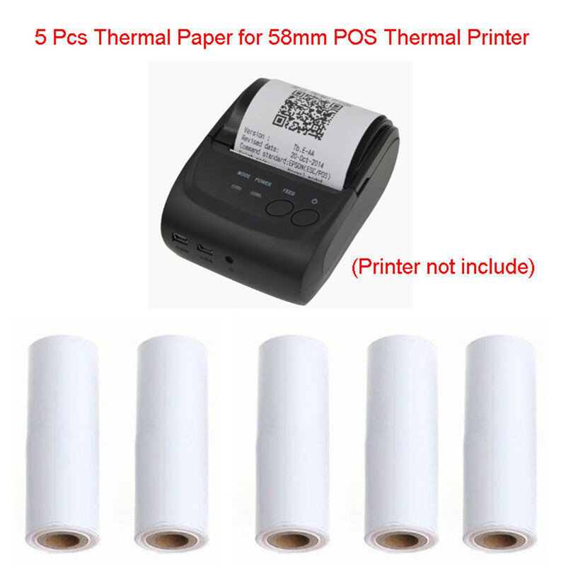 5 шт./лот 57x30 мм Термальный чековый рулон бумаги для мобильных POS 58 мм тепловой принтер Лот