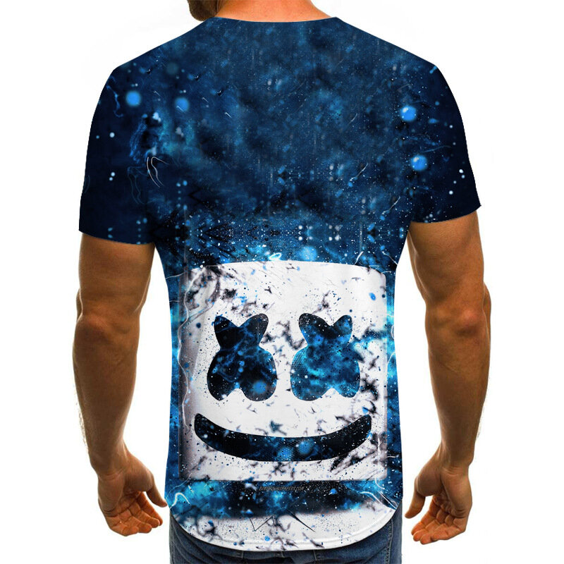 2021 여름 신상품 3d 디지털 프린팅 티셔츠 3d 라운드 넥 캐주얼 트렌드 반팔 탑, 3d 프린팅 티셔츠