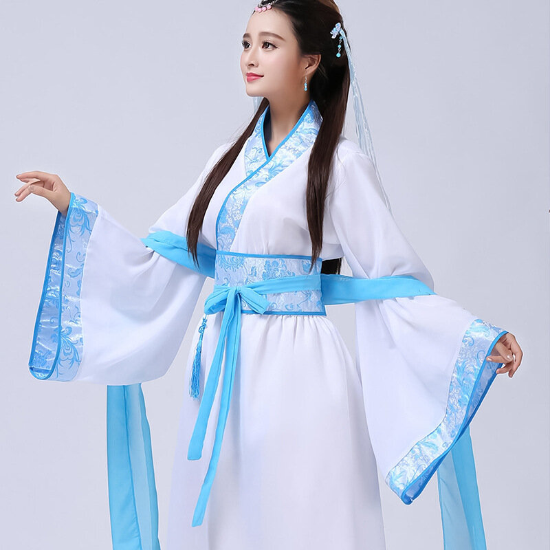 Танцевальный костюм, костюм в старинном стиле, улучшенная Китайская одежда, Сказочная элегантная сценическая одежда с широкими рукавами, к...