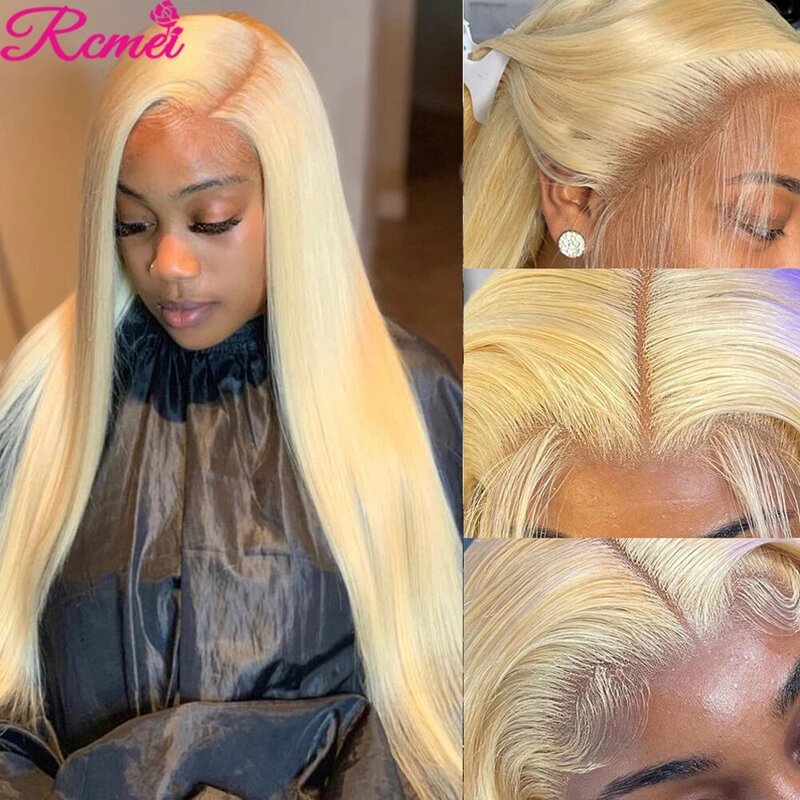13x6 38'' Glueless 613 Lace Front Human Hair Wigs Honey Blonde 13x4 HD Lace Frontal Wig Brazilian Straight Pre Plucked Remy 150