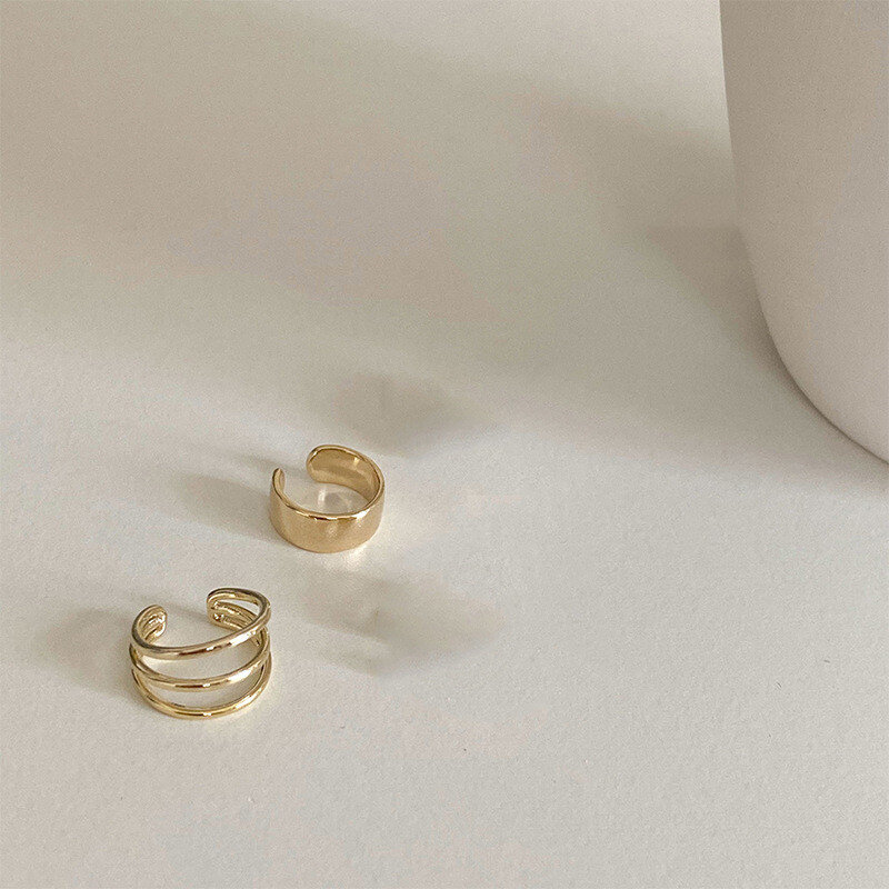 Boucles d'oreilles en or à Clip croisé Simple pour femmes et filles, 2 pièces, perle cubique zircone, manchette d'oreille sans Piercing