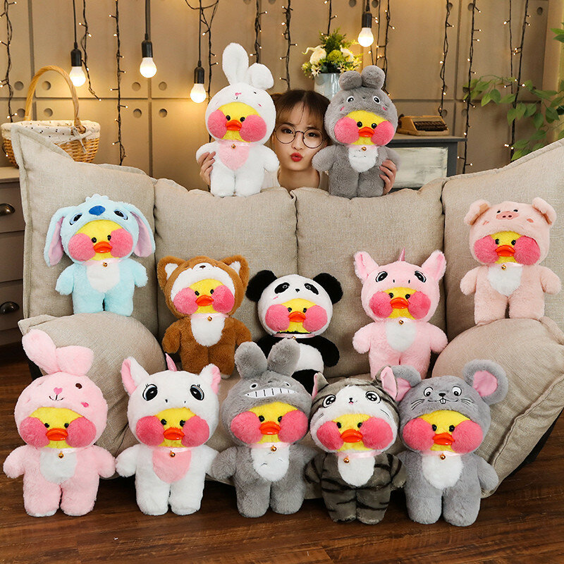 LaLafanfan Cafe Duck Turn to Unicorn Totoro Panda Plush Toys, muñecas de animales suaves de peluche para niños, regalos de cumpleaños para niñas, 30cm