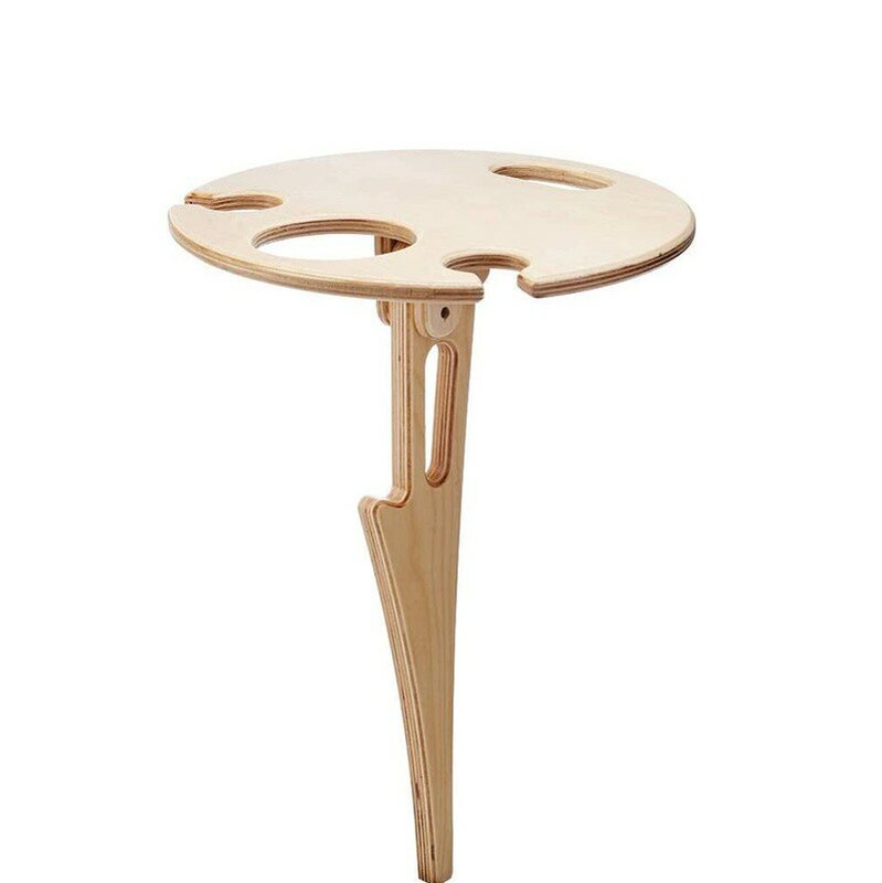 Mesa de vinho ao ar livre com mesa dobrável redonda mini mesa de piquenique de madeira fácil de transportar suporte rack de vinho dropshipping