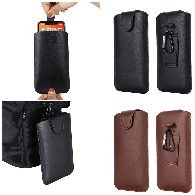 Universal PU Leather Man Waist Packs Mobile Phone Bag Solid Color Cellphone Pocket Handbag Waist Bag Belt Pouch Wallet For Male
