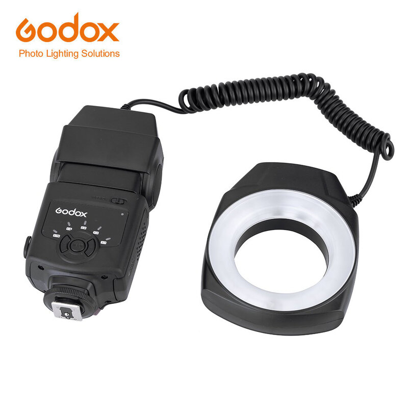 Godox ML-150 매크로 링 플래시 스피드 라이트 가이드 번호 10 캐논 니콘 pentax 올림푸스 소니 카메라에 대한 6 렌즈 어댑터 링