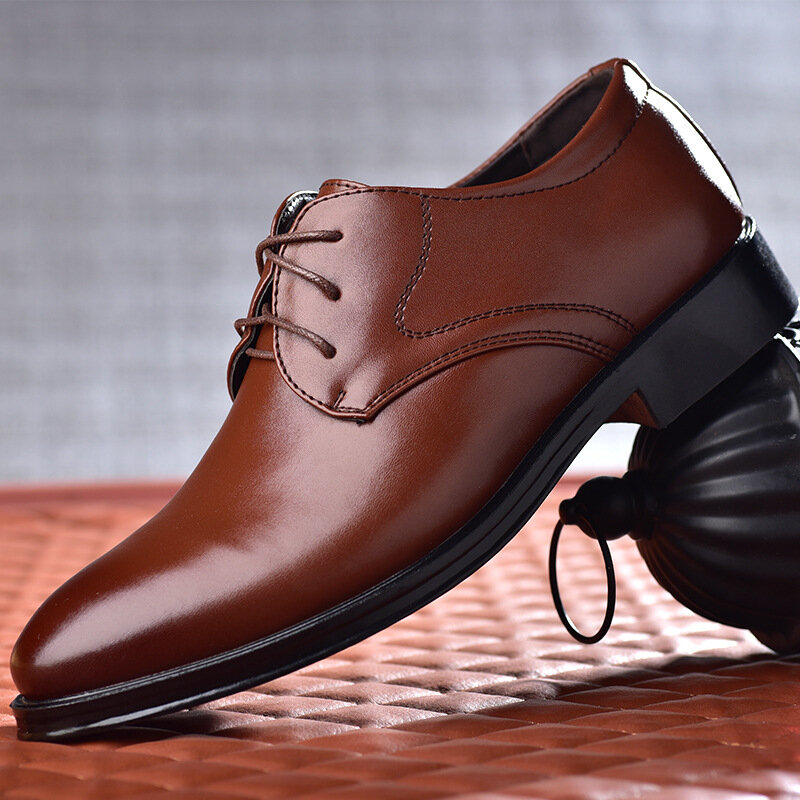 Men Leather Shoes Business Dress Shoes All-Match Casual Shoes Shock-Absorbing Footwear Wear-Resistant