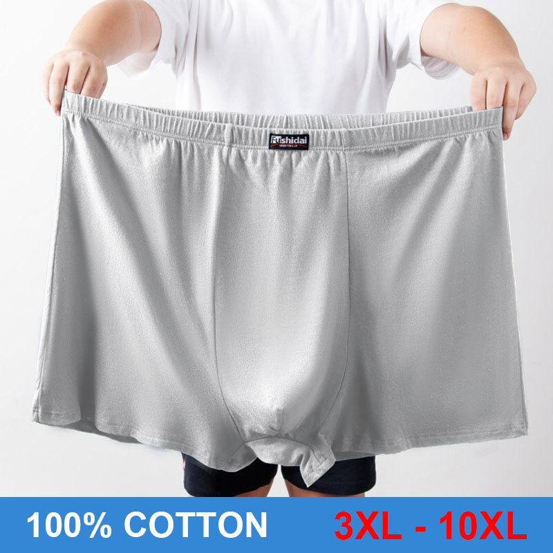 10xl cueca boxershorts masculina de algodão puro plus size shorts masculinos soltos respirável calcinha masculina grande tamanho