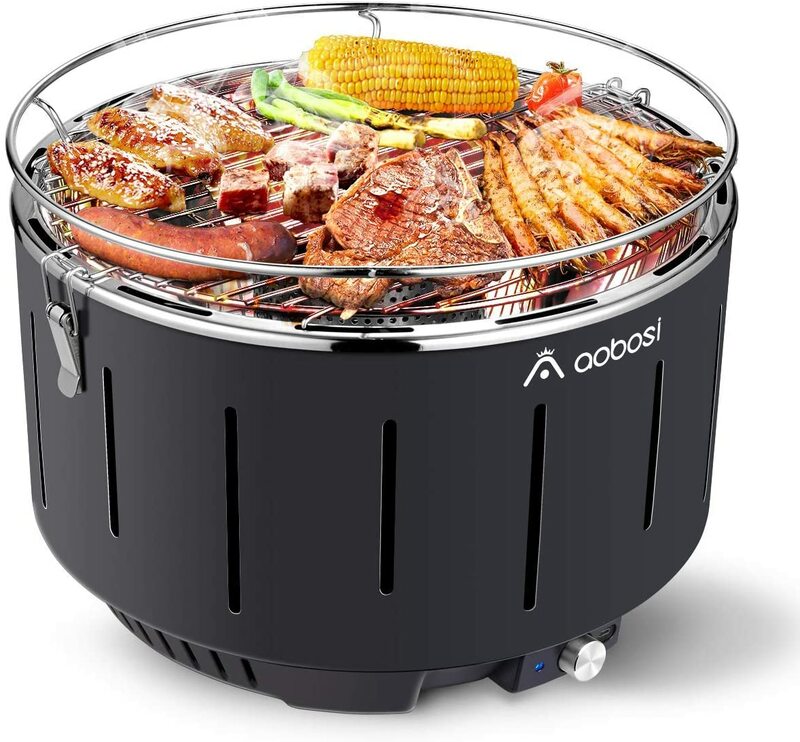 Aobosi BBQ ตาราง Charcoal Grill แบบพกพาพร้อม USB พัดลมระบายอากาศอุณหภูมิสำหรับกลางแจ้ง