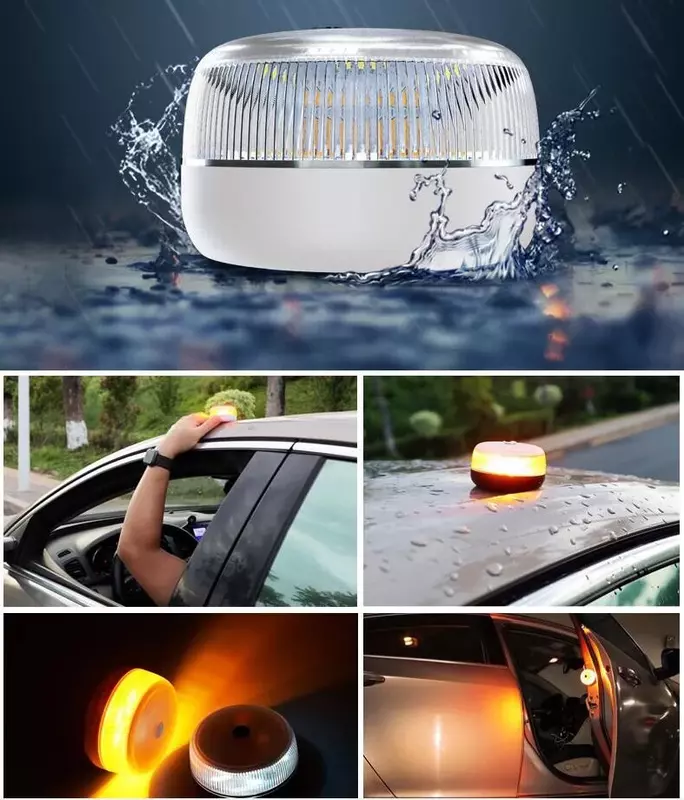 Dgt usb recarregável luz de farol emergência v16 aprovado dgt ajuda flash indução magnética strobe piscando luz acessórios do carro