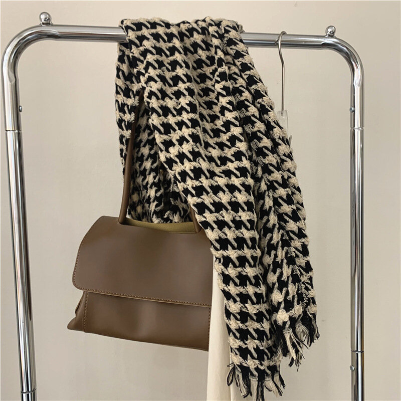 2021 marca de luxo das mulheres cachecol xadrez cashmere inverno quente xale envoltório bandana pashmina longa borla feminino foulard cobertor grosso