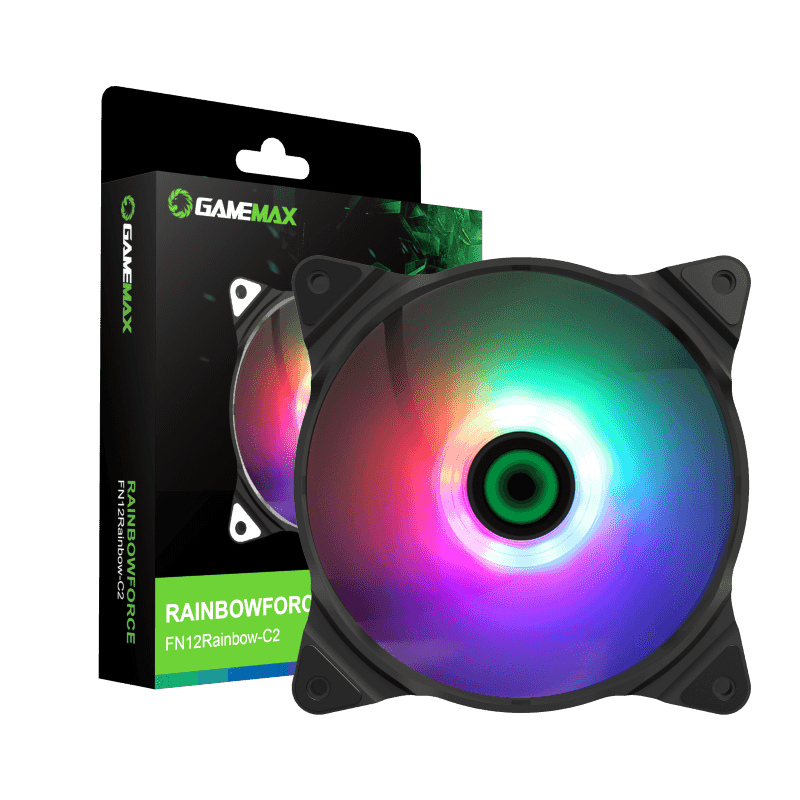GameMax Rainbow-C2 RGB PC Case Fans 120mm ARGB 5V Addressable LED AURA SYNC Silent Fan Designed Computer Cooler Cooling RGB Fans