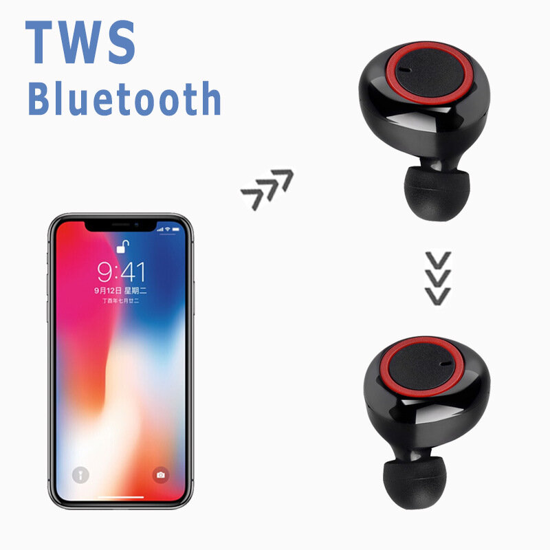 Selfly-Bluetooth 5.0ヘッドセット,ワイヤレスヘッドセット,ステレオ,充電ボックス付きゲーミングヘッドセット