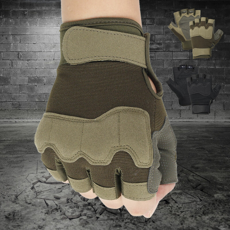 Uniwersalne rękawiczki bez palców taktyczna wojskowa antypoślizgowe pół palcowe rękawice oddychające regulowane Humen Camping i rękawice rowerowe